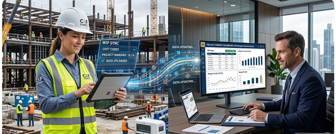Field and finance teams keeping construction WIP data synchronized