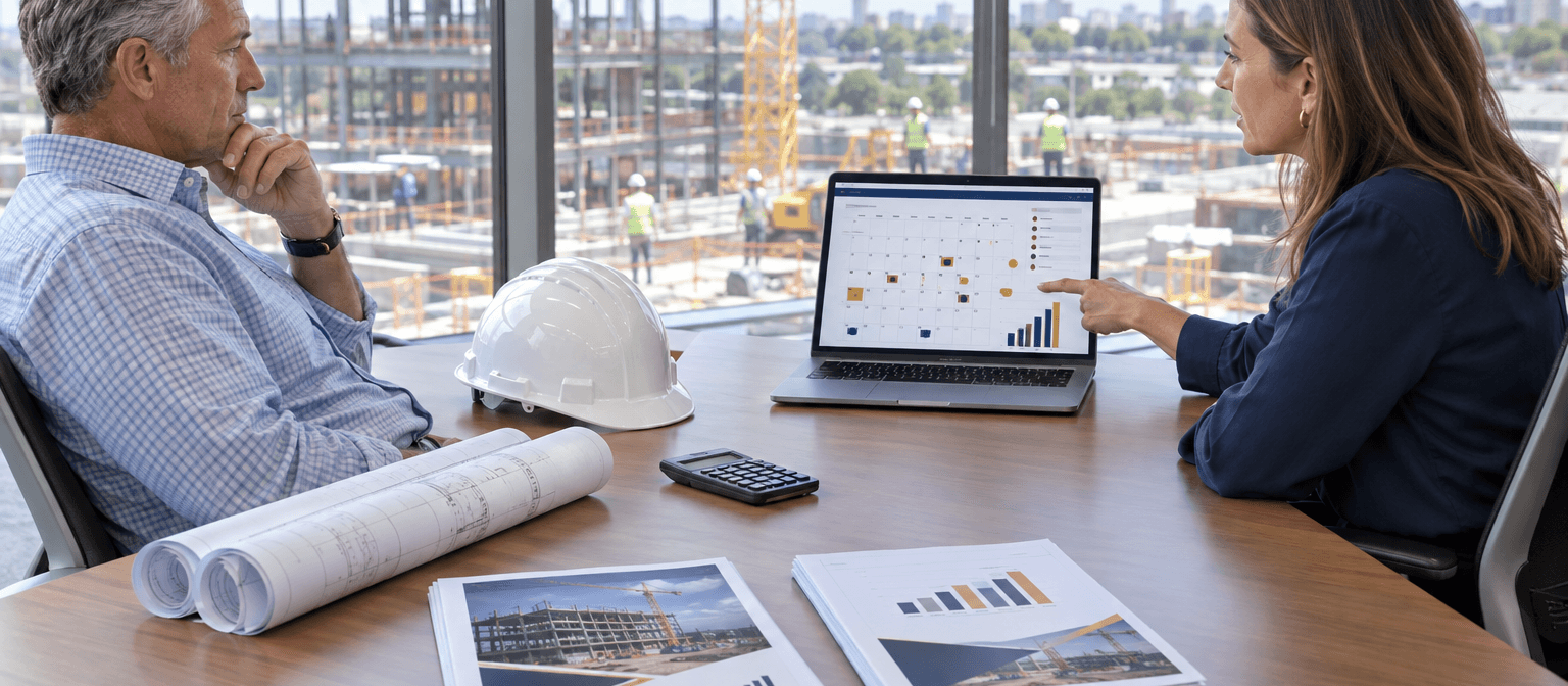 Decision framework comparing fractional construction controller cadence versus full-time hire using ramp vacancy and concentration risk