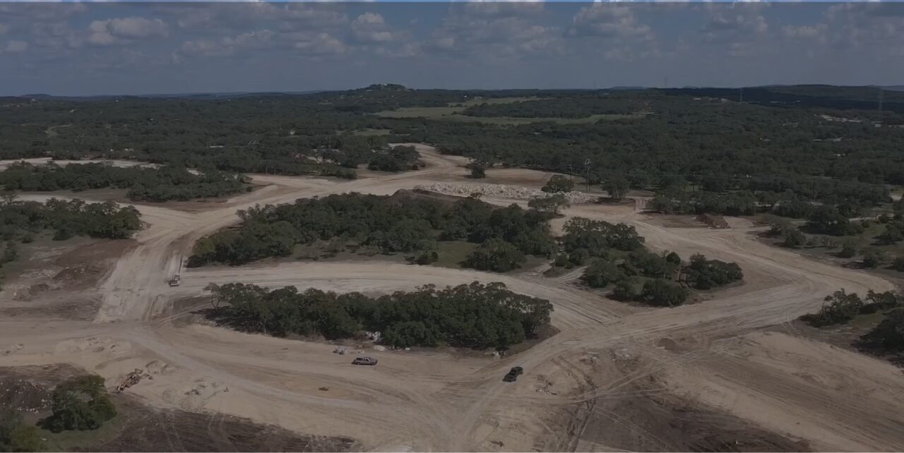Aerial view of a C.C. Carlton Industries civil construction site